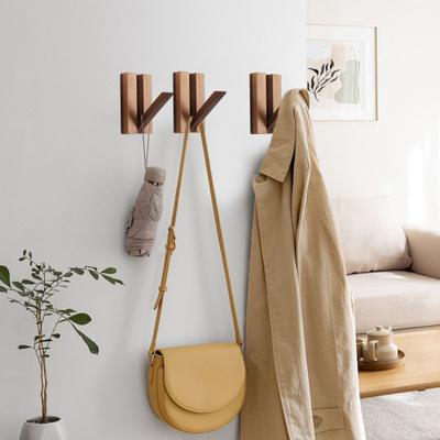 2Pcs Rustic Wall Hooks Foldable Wooden Coat Hooks Wall Mounted Heavy Duty Hangers Entryway Hooks for Hanging Bags Hats Towels Keys