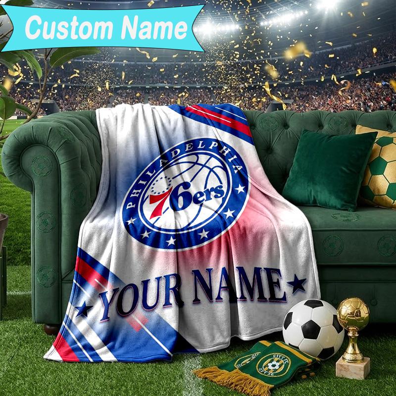 Custom Name Blanket Philadelphia Basketball Team Blanket Bedding Blanket for Travel, Camping, Living Rooms, Offices, Sofas, Fan Christmas gift