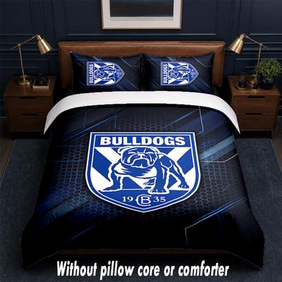 Canterbury-Bankstown Bulldogs Design Bed Bedding Set 1 Duvet Cover + 2 Pillowcases Soft Breathable Household Bed Linens