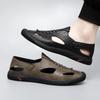 Fashion Men Sandals 2024 Summer New Trend Breathable Leather Men Casual Sandals Fashion Flats Beach Sandals Soft Shoes for Men Big Size