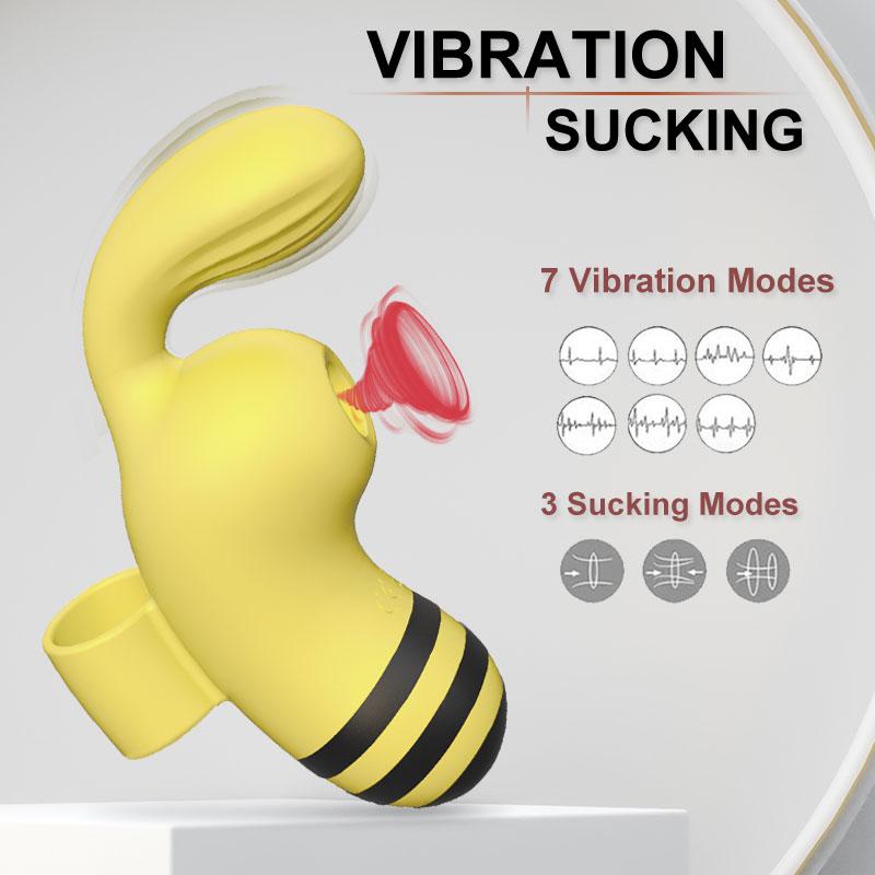 Cute Bee Oral Clit Sucking Vibrator for Woman 7 Modes Vibration Nipple Sucker Adult Sex Toys for Couples Female Masturbation