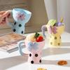 Cute Flower Patten Ceramic Bowl Ins Style Home Ice Cream Cup Dessert Cup Coffee Mug Gift for Girlfriends Home Kitchen Decor