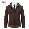 Men's Hooded Fleece-Lined Knitted Cardigan - Thick, Plus Size, Autumn/Winter 2023 Collection.