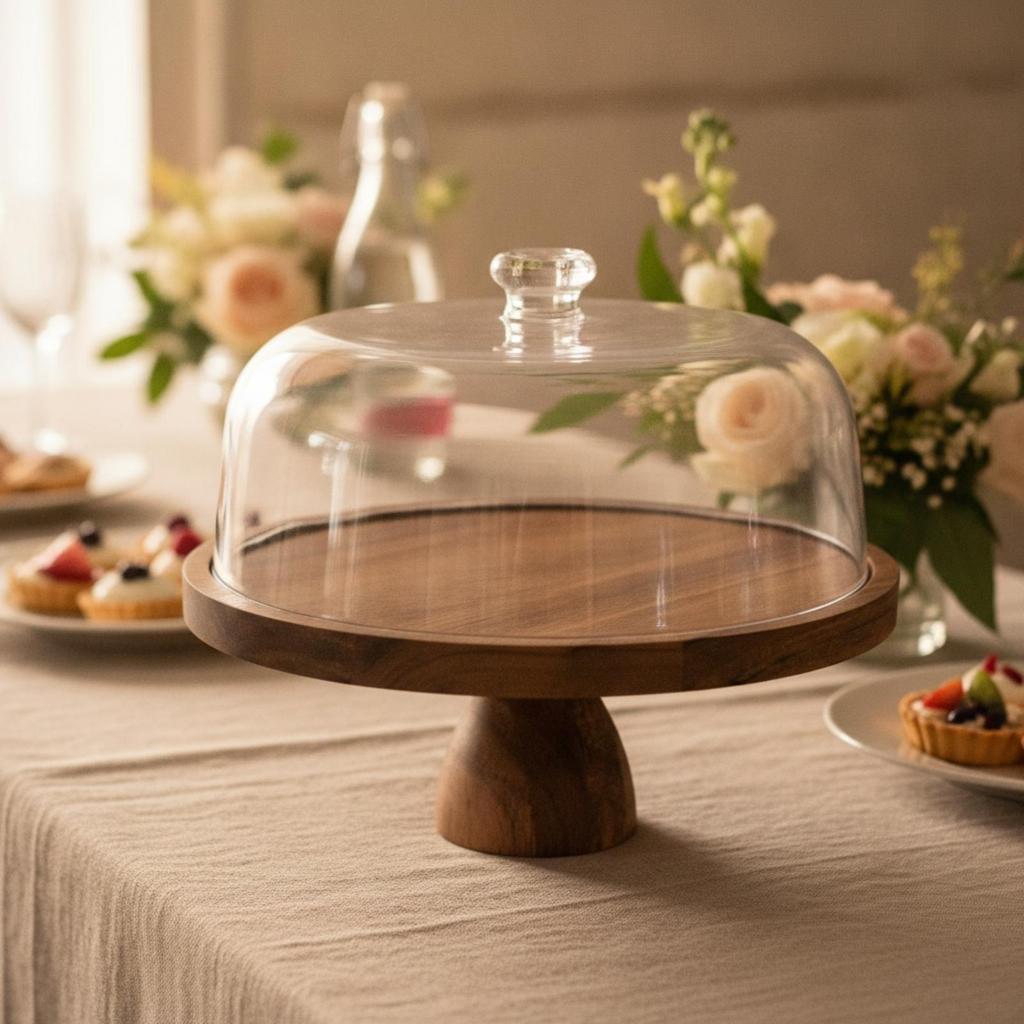Transparent Cake Stand with Dome Lid | Dustproof, Holder Lid, for