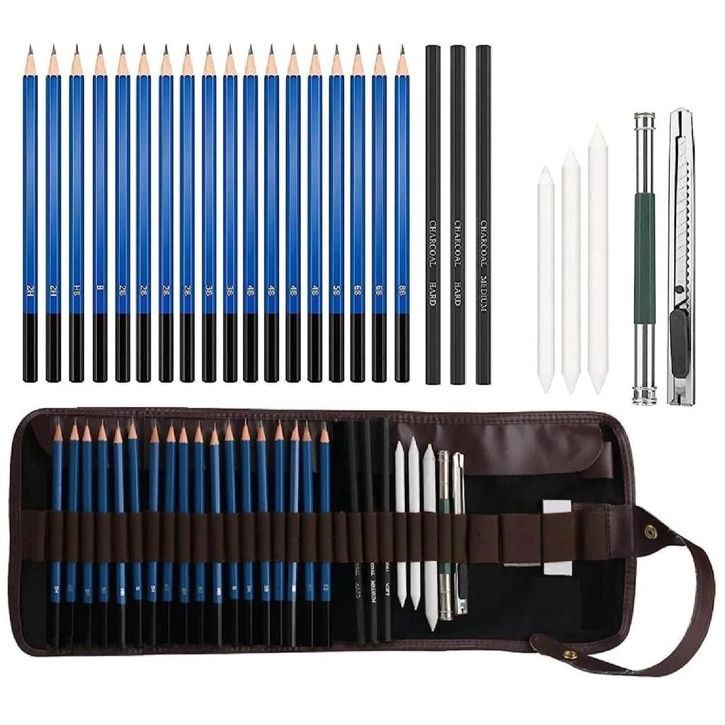 29 Pcs Professional Sketching Pencil Set for Artists Drawing Pencils with Charcoal Pencils, Blending Stumps, Eraser