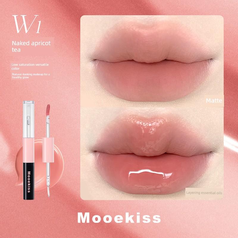 Mooekiss Double-Ended Lip Glaze Lip Mud Lip Gloss Moisturizing Lip Gloss Lip Glaze Whitening Lipstick Matte Finish