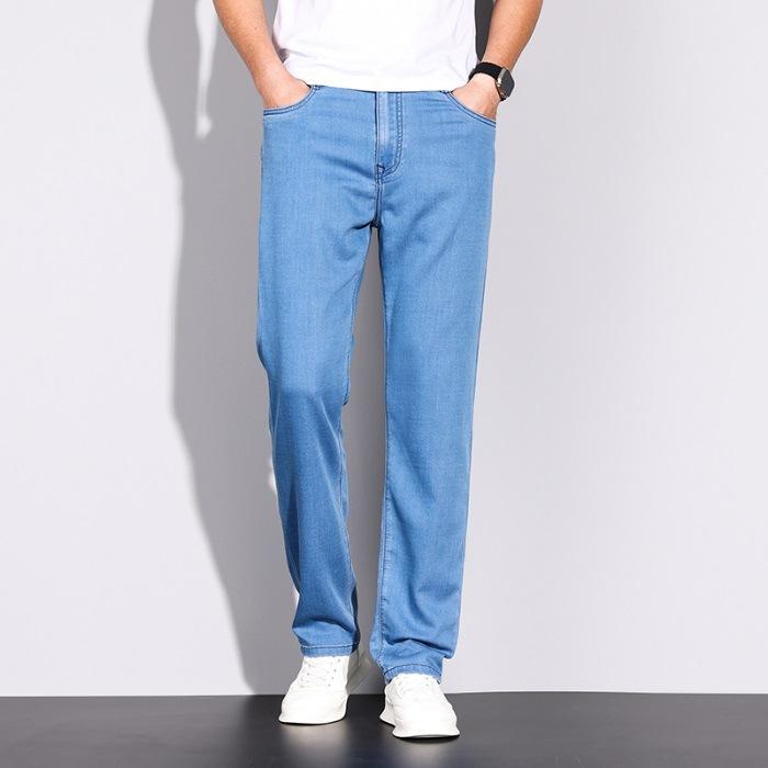 

Весенне-летние тонкие супермягкие хлопковые джинсы с высокой посадкой, свободные, легкие, деловые, узкие прямые мужские брюки 42