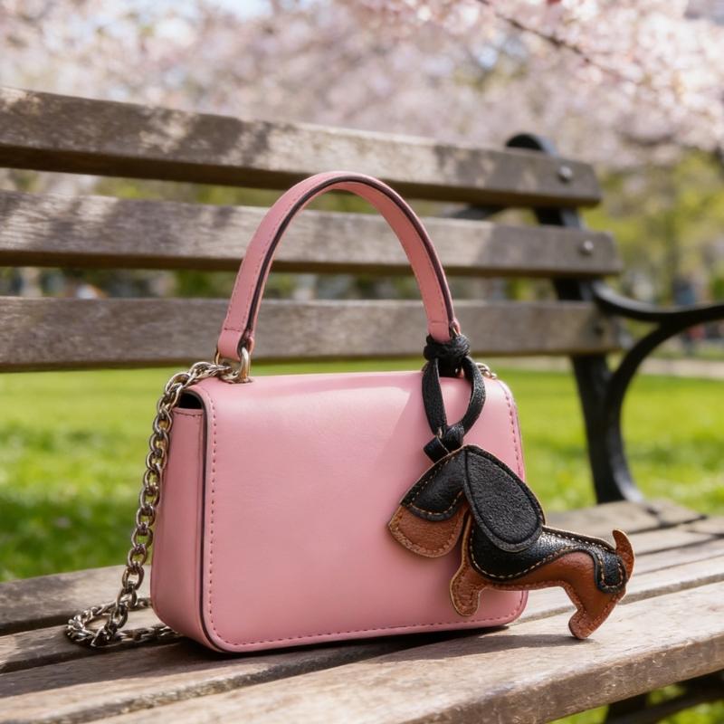 Mini 7x11cm Lightweight PU Leather Sausage Dog Keychain Handcrafted Decoration for Fashion Accessory and Gift