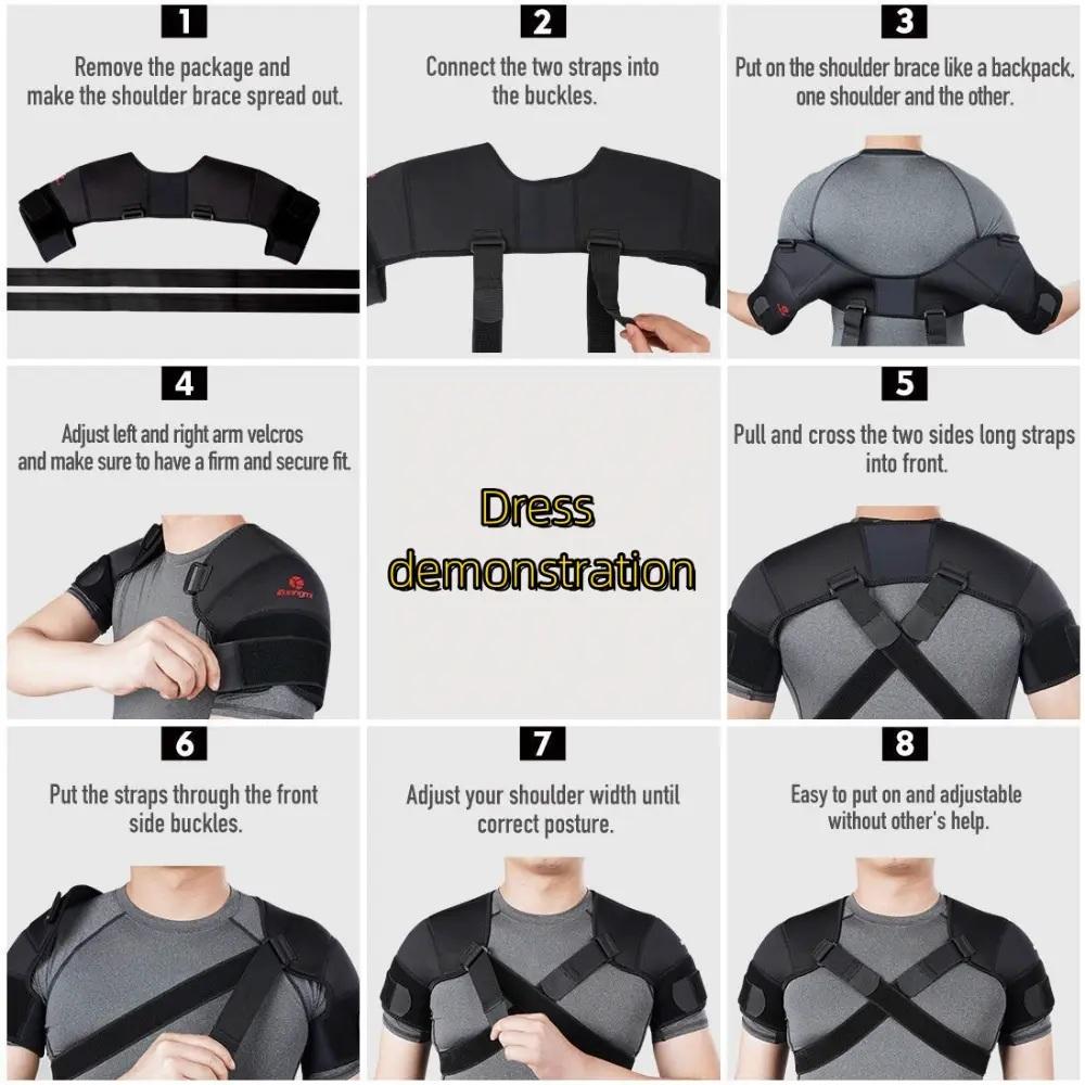 Adjustable Cross Shoulder Support Straps Polyester Fiber Hand Wash Only For Back Sports Shoulder Brace With Adjustable Straps