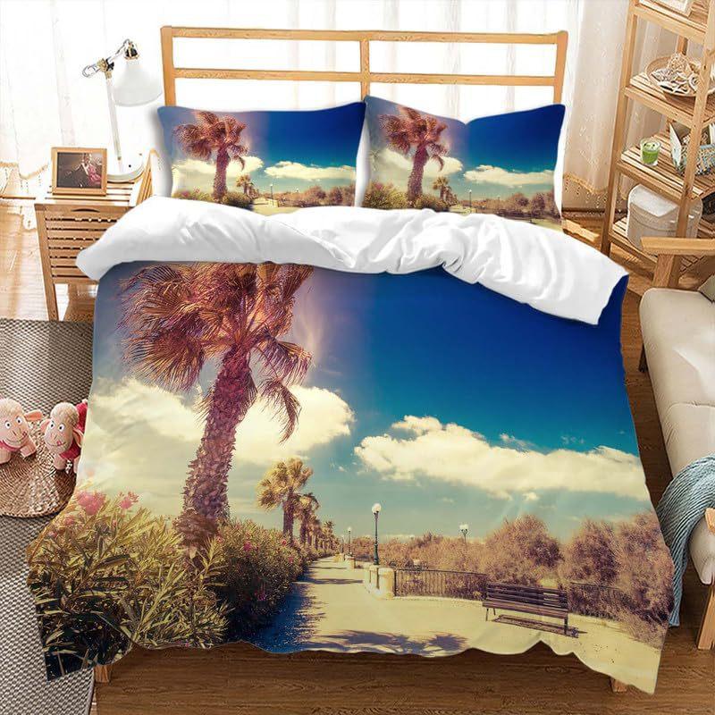 Blue Sky Silver Aircraft Three-Piece Quilt Cover Digital Printing Bedding Set Bed Cover