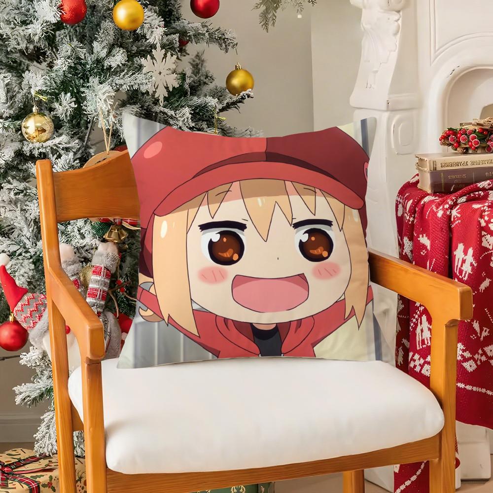 Cute Anime Himouto! Umaru-Chan-H Pillow Case Silky Short Plush With Invisible Zipper Dustproof Sofa Cushion Cover For Home Decor
