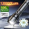 High-power Strong Light LED Flashlight Zoomable USB Rechargeable with and Ultra-bright Long-range Aluminium Alloy Outdoor Torch