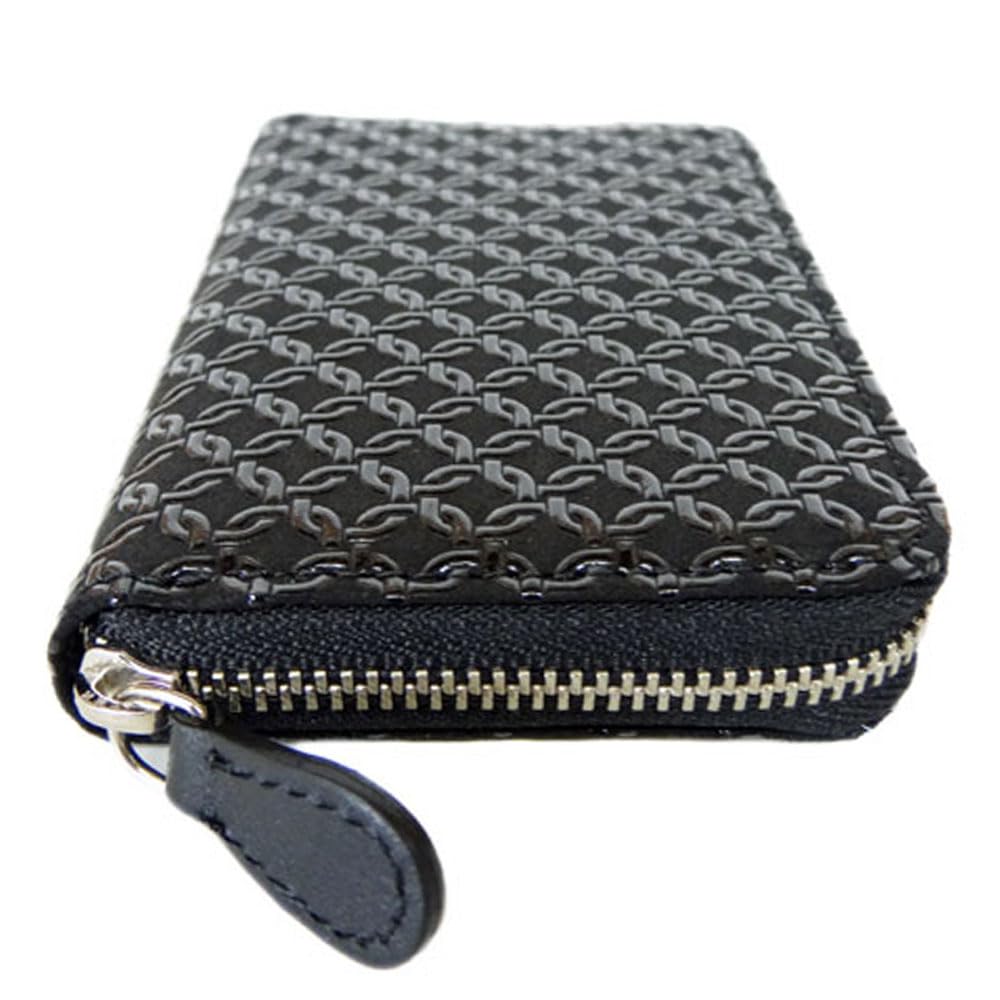 Inden Wallet Zipper Coin Purse 1012 Black Deerskin X Black Lacquer Petite Ring Length X Width 11cm X Thickness 2cm Round Zipper 4 Card Pockets