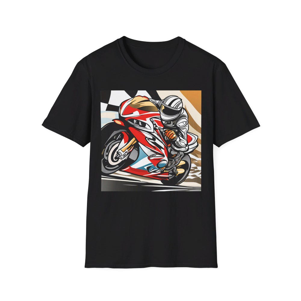 Unisex Softstyle T-Shirt, Motorcycle Print Crew T-Shirt, Motorcycle Clothes, Biker Top, Biker Shirt, MotoGirlGear, Motorcycle Biker T-shirt XS