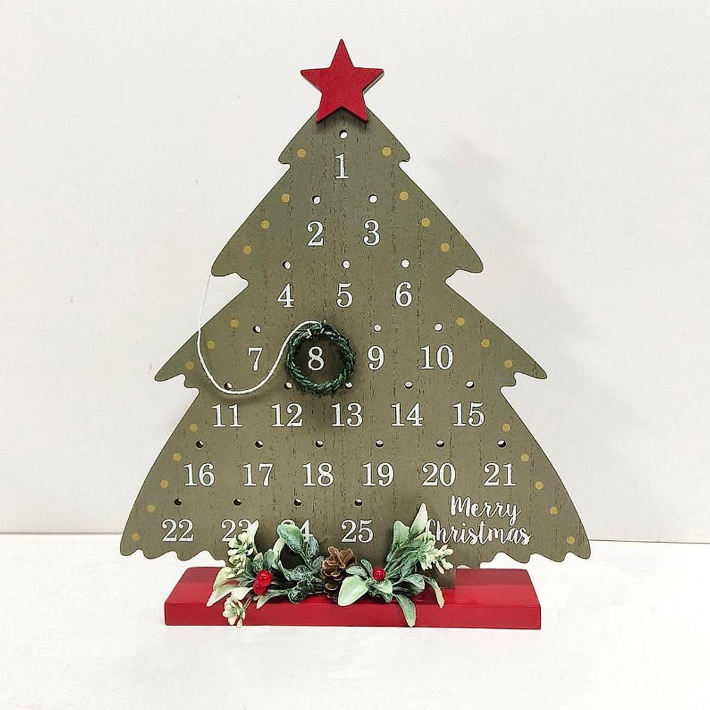 Christmas Countdown Calendar Wooden Holiday Table Decoration Vintage Countdown Christmas Sign Hanging Wall Decoration Crafts