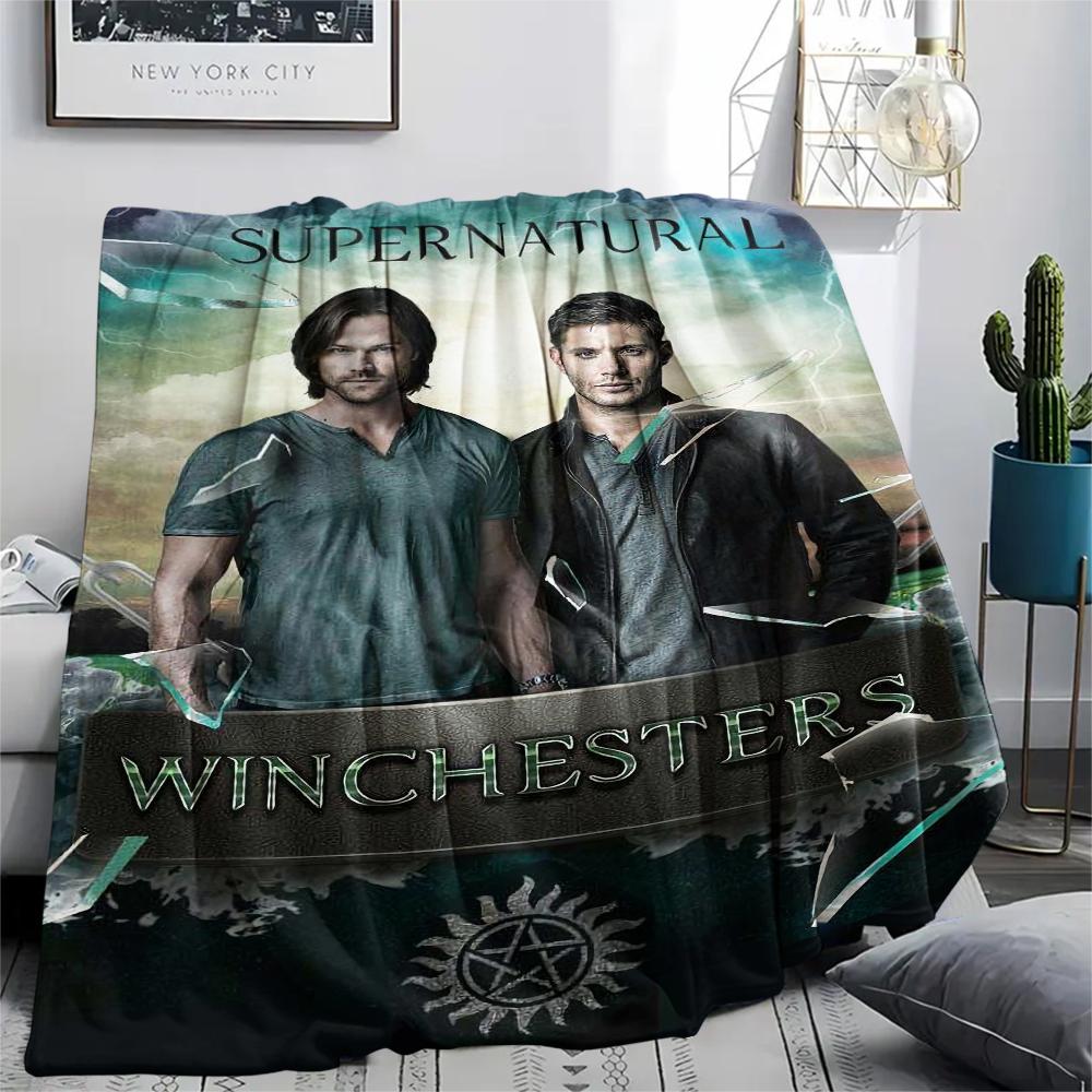 1Pc Supernatural Brothers Print Flannel Blanket, High quality Comfortable for All Seasons, Home Decor, Warmth and Comfort, Perfect for Christmas Gifts