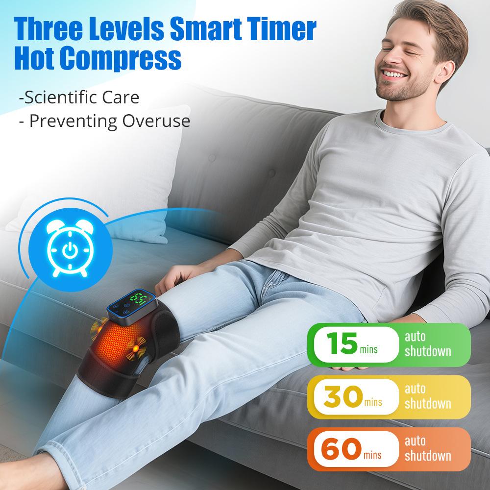 Portable Wireless Hot Compress Vibration Knee Massager with APP Control Knee Shoulder Elbow 3-in-1 Relieve Joint Pain and Pressure
