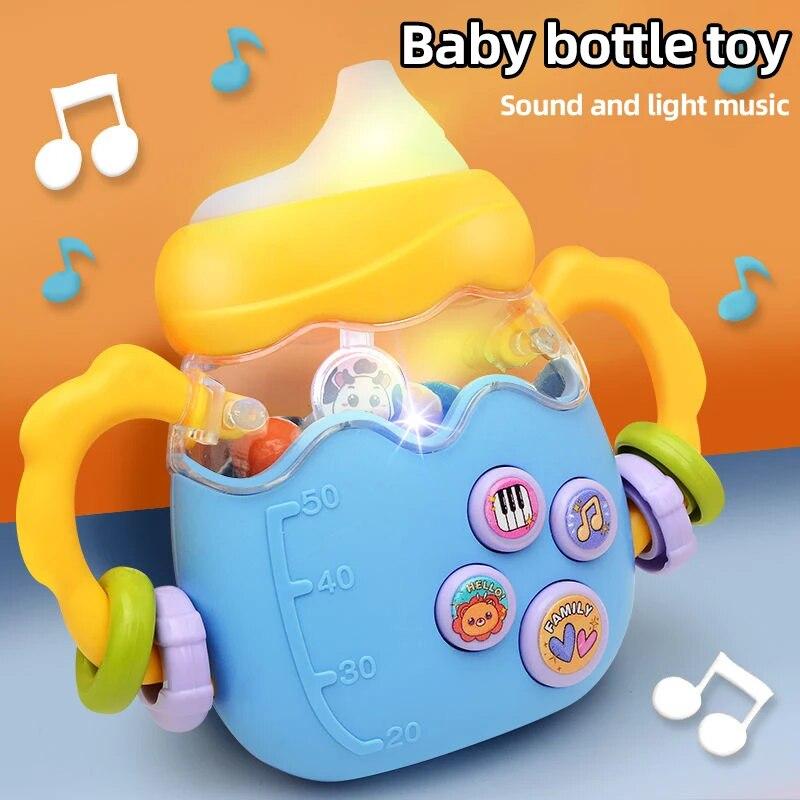 Baby Bottle Toy Education Early Education Music Rattle Can Bite Gums Soft Teether Rattles Educational Toy Mobile Rattles Toy