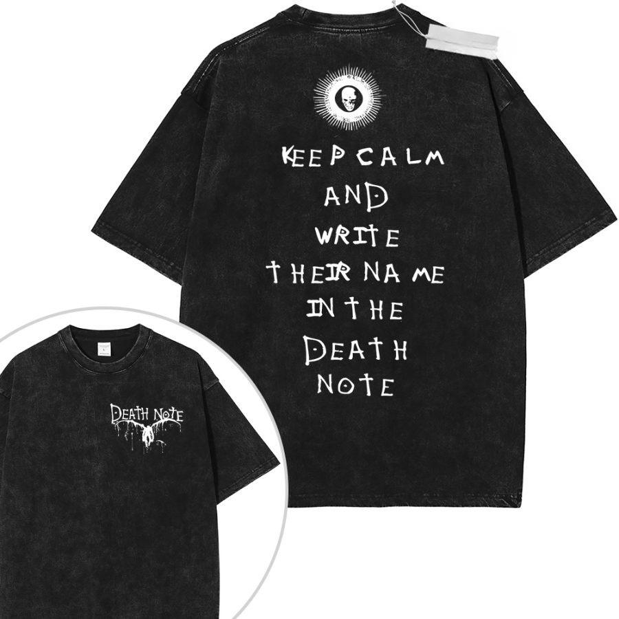 Death Note Vintage Loose Washed Tshirt personality Clothes Suitable for all seasons Retro Fashion Streetwear Trendy Couples tee