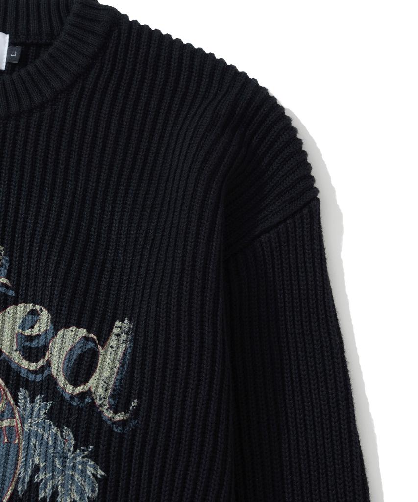 KNITTED Vintage Palm Tree Minimal Round Knit Black