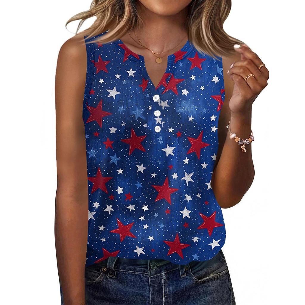 Square Collar Tank Top Women Print Tank Tee Casual Loose Fit Sleeveless Shirt