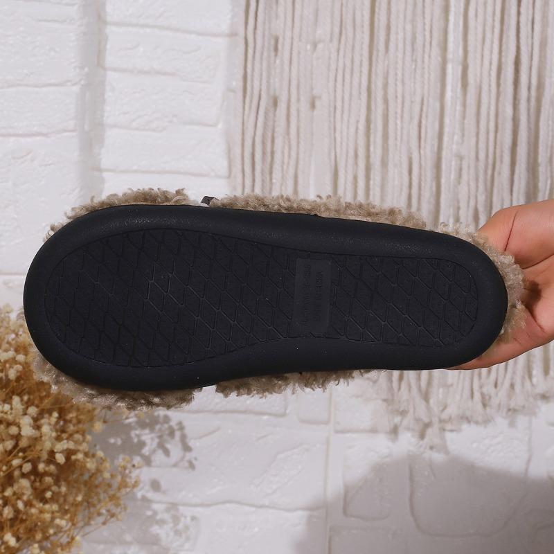 Cross-border versatile bow Doudou shoes fluffy bag heels home warm plush cute non-slip casual shoes