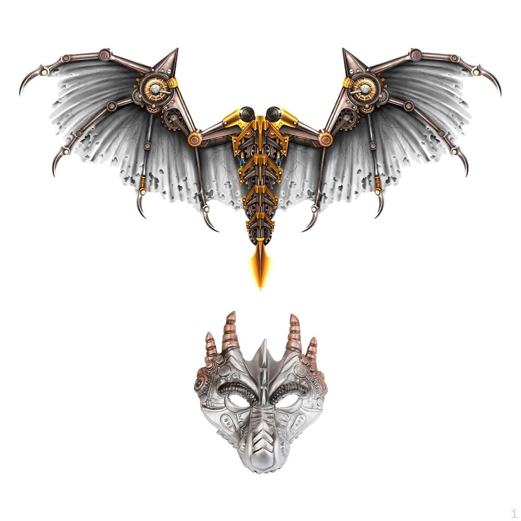 Adult Dragon Halloween Cosplay Costume Wing Mask Kit Dress Up Props Dinosaur