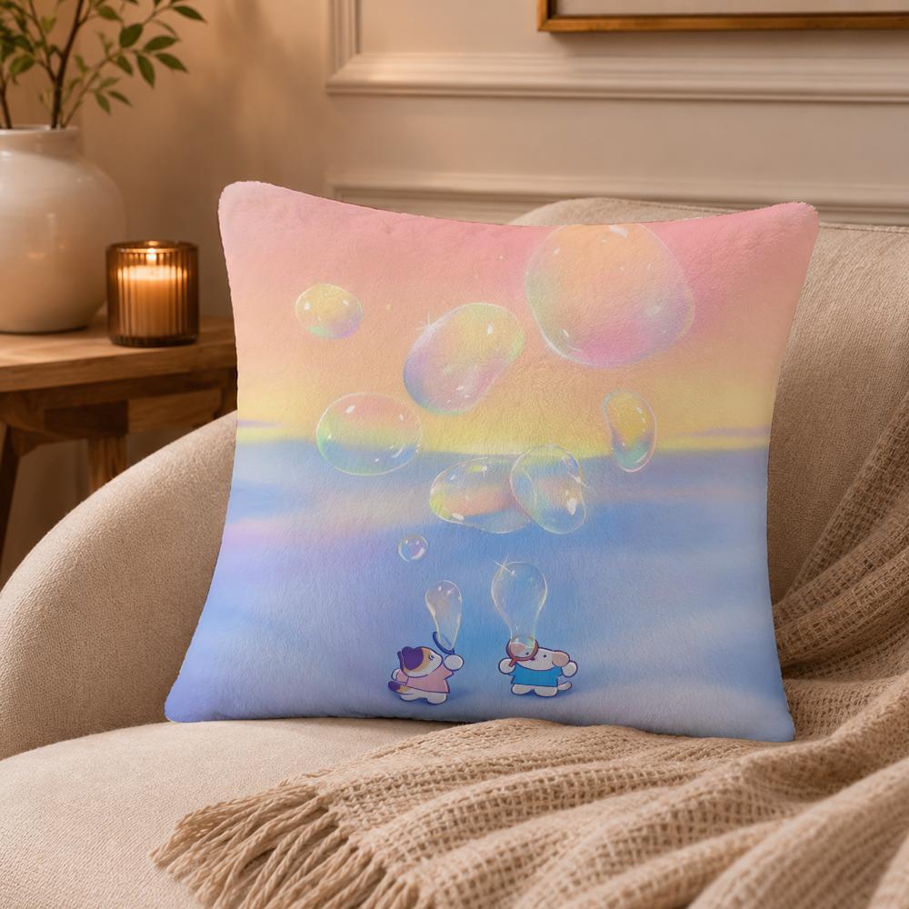 Creative animal art paintings Cushion Cover Anti-dustmite Pillowcase Invisible zipper silky short plush Sofa cushion cover
