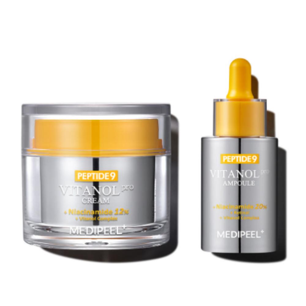 

MEDIPEEL Peptide 9 Vitanol Dark Spot Care Set (Ampoule 30ml + Cream 50ml) | Vitamin & Peptide Brightening Solution
