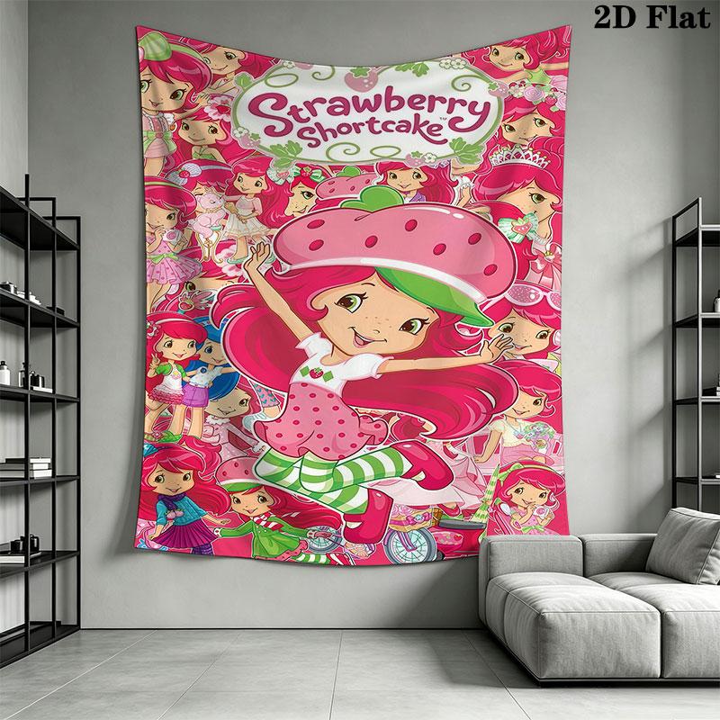 Erdbeer-Shortcake Wandbehang Bedruckter Stoffdecke Dekorative Wandteppiche für Schlafzimmer Wohnzimmer Heimdekoration