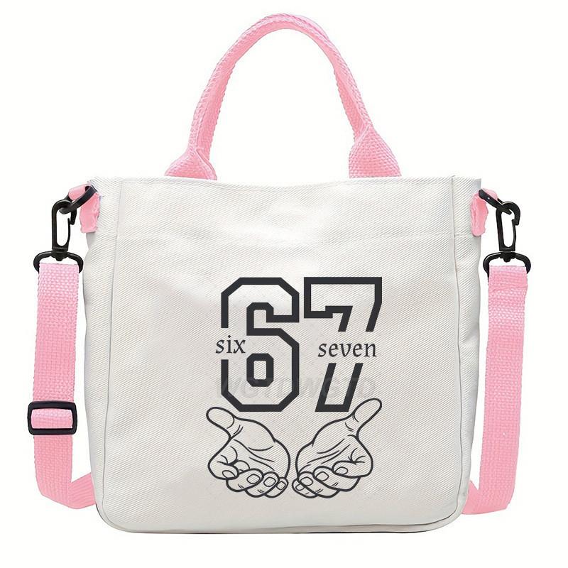 Steal a Brainrot 67 Printed Student Crossbody Bag Casual Canvas Shoulder Bags