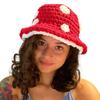 Creative Fishing Hat for Women Girls Handcrochet Mushroom Hat Winter Warm Cap Girls Bucket Hat Sweet Girl Cute Headdress