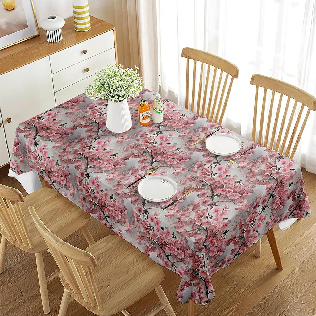 Floral Tablecloth Rectangular Floral Plant Natural Landscape Decor Tablecloth Decorations for Home Kitchen Dining Room Banquet