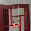 Retro and Trendy Chinese Style Red Earrings, Earrings, Femininity, Long Style Showing Face, Thin Fringed Earrings, Ethnic Style Earrings.