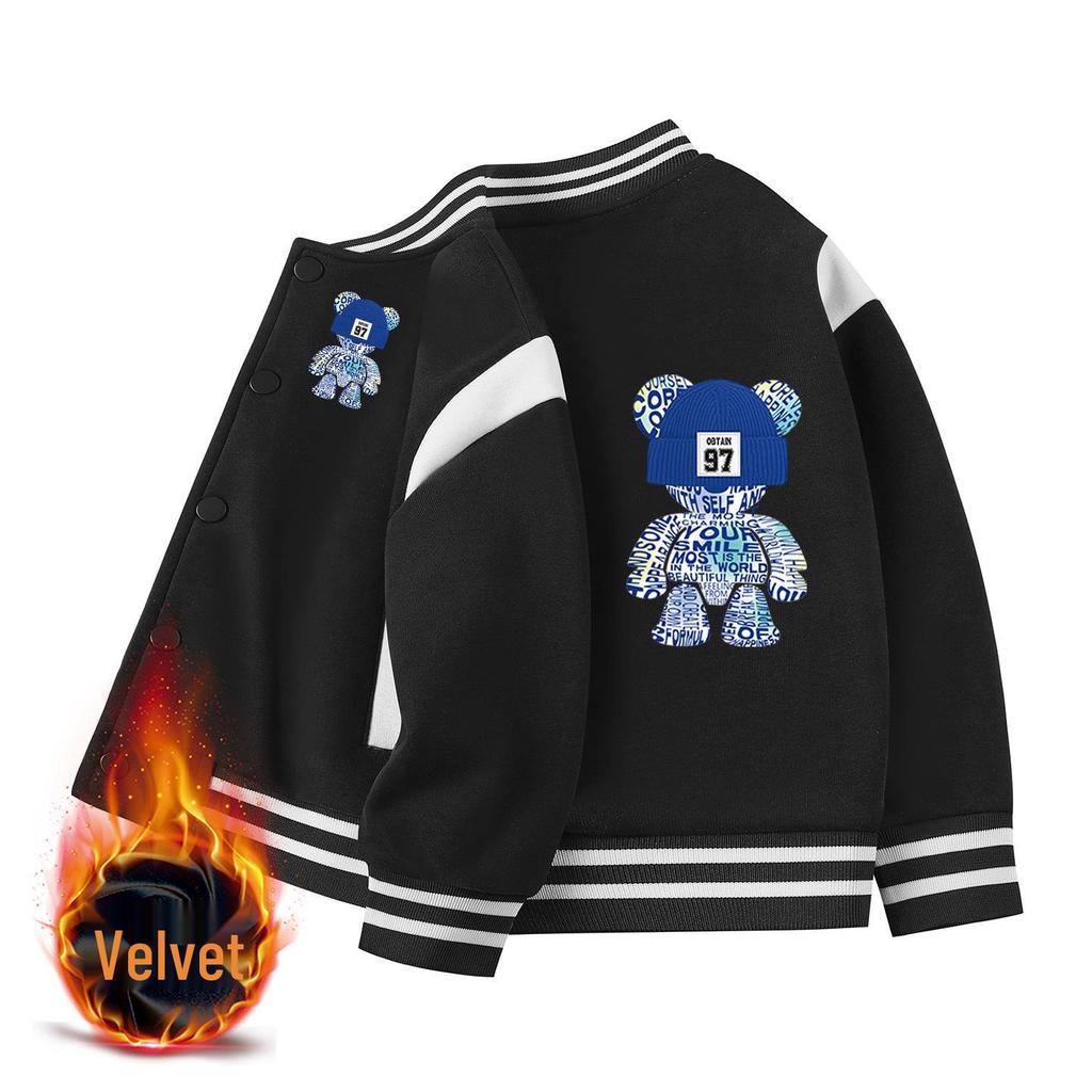 Boys' Autumn/Winter Velvet-Enhanced Baseball Jacket (2026 New Style)