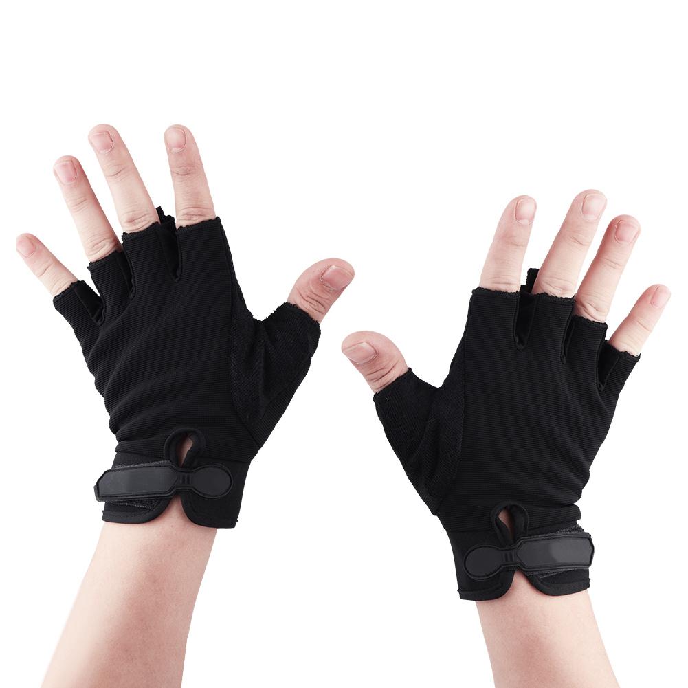 1 Pair Breathable Anti slip Half Finger Gloves for Outdoor Cycling Climbing Sports(Black)