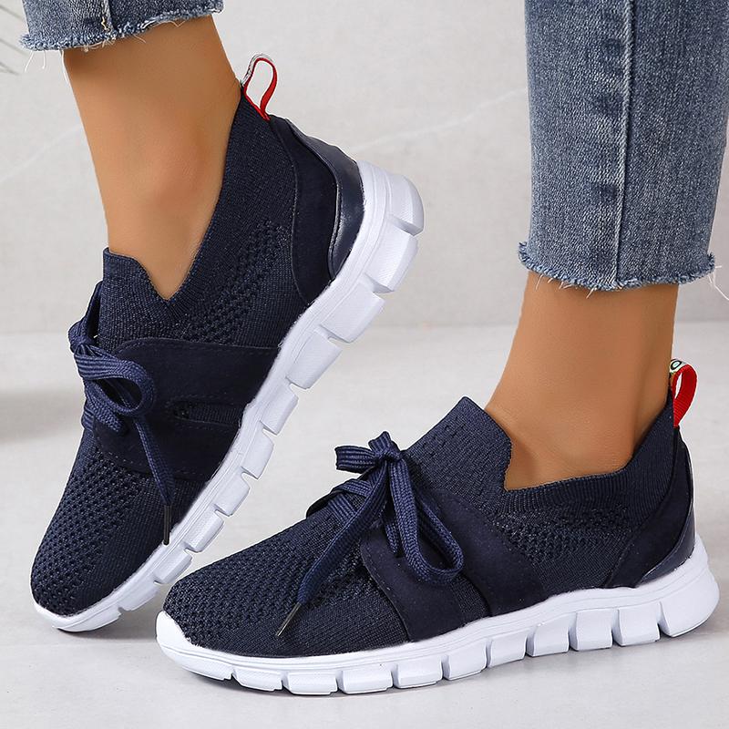 Lucyever Brown Knit Breathable Sneakers Shoes Women 2024 New Soft Sole Platform Flats Woman Plus Size 43 Non Slip Casual Shoes
