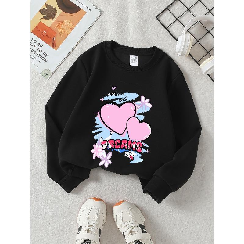 European sizes Kids' Casual Sweatshirt Printed Round Neck Pullover, Dream Big Hearts Dreams, Casual Comfortable