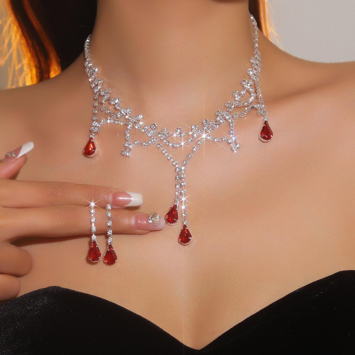 

Геометрический дизайн, элитное роскошное супер-блестящее бриллиантовое ожерелье, серьги, комплект из двух частей, свадебный комплект ювелирных изделий