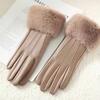 New Leather Fashionable Soft Gloves for Women Artificial Fur Cuffs Winter Warm Touch Screen Gloves Elegant Waterproof Gloves