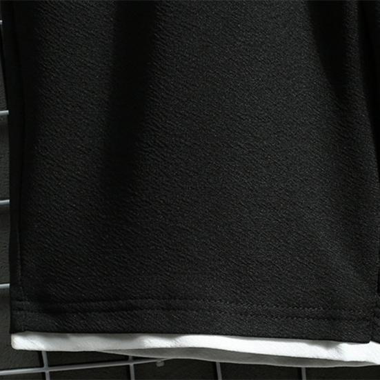 1 set Sommar Herr Huvtröja Shorts Färgblock Bokstavstryck Koreansk Stil Huvförsedd Outfit för Vardagsbruk