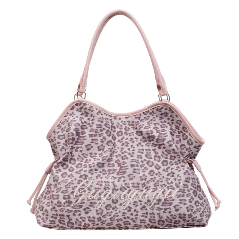 Fashi Y2K Neue Leopardenmuster-Punkte-Muster Große Kapazität Einzelne Schultertasche Niedliche Kordelzug-Schnalle Tragetasche für Damen