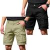 Men's Cargo Shorts 6 Pocket Elastic Waist Button Closure 2 Pack Casual Work Shorts