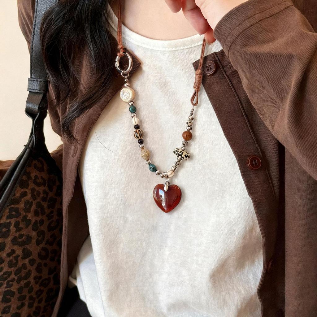 Y2K Spicy Girl Dark Star Leather Choker Necklace - Pure Desire Clavicle Chain