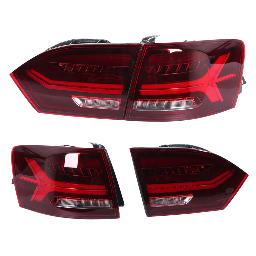 VLAND Full LED Dynamic Tail Lights Cherry Red Lens IP67 Waterproof Fit for MK6 2011 2014