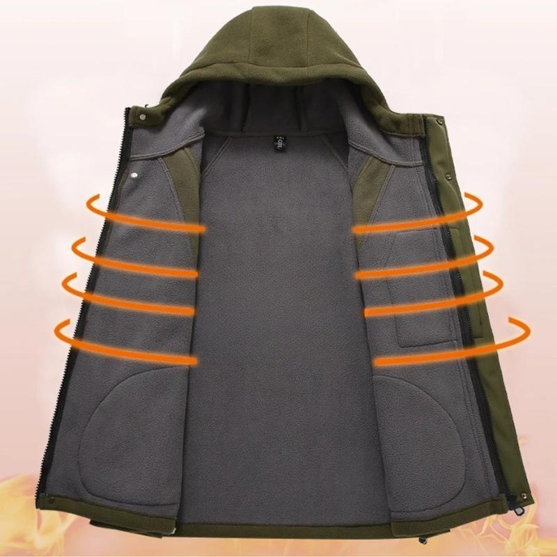 Cargo Jacket Men Autumn Winter Fleece Jacket Coat Fashion Casual Patchwork Jackets