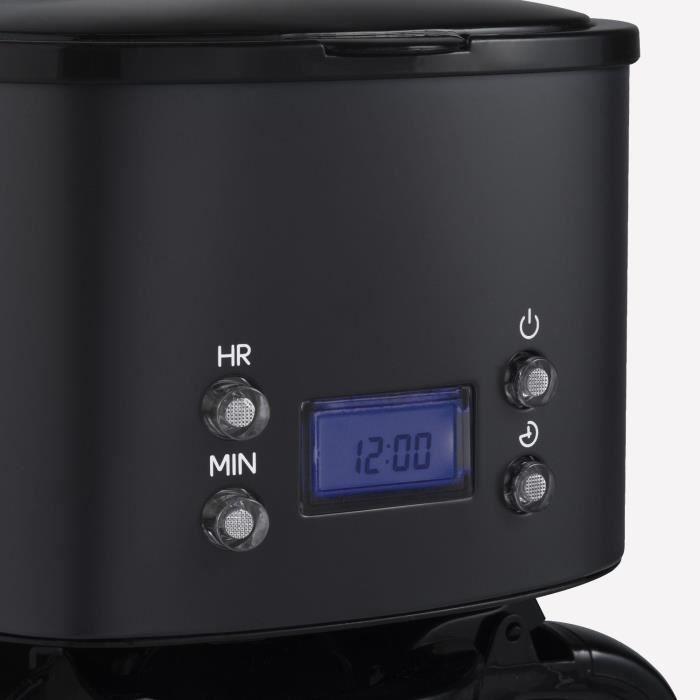 Cafetière programmable - HKOENIG - MG32 - 1,5 L (12 tasses) - 1000 W - Ecran LCD - Maintien au chaud - Noir et acier inoxydable