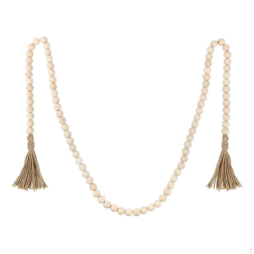 Bohemian Wood Bead Tassel Garland - Home Decor Piece