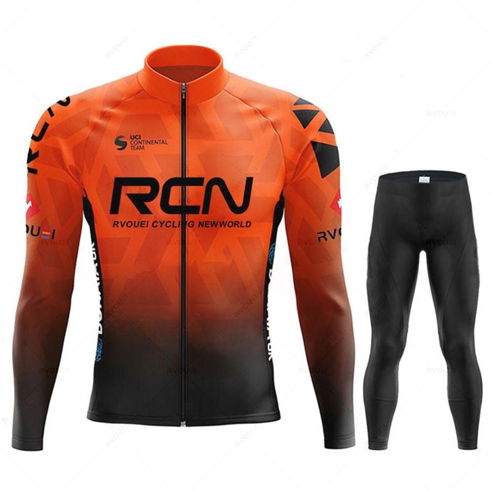 Team Autumn Cycling Jersey Bib Pants Set Ropa Ciclismo Bicycle MTB Clothing Road Bike Suit Men Long Sleeve Bicicleta Set