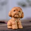 wood carving Teddy Dog Animal model Figurine Hand carved solid wood Cute Home Room Office figurine decoration Small gift